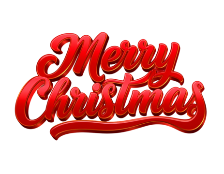 Festive red christmas lettering isolated on a transparent background holiday greeting