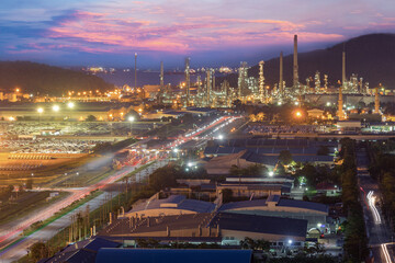 Fototapeta premium Industrial buildings of a petrochemical plant