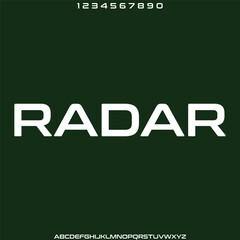 Wide modern futuristic radar alphabet display font vector