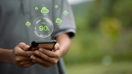 CO2 Reduction Tracker Displayed on Smartphone Screen