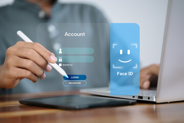 Login Interface with Face ID and Digital Account Access