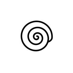 Simple black line drawing of a spiral shell on white background  