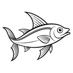 Fototapeta premium Detailed outline illustration of a ribbonfish gracefully swimming isolated on white background for versatile design applications