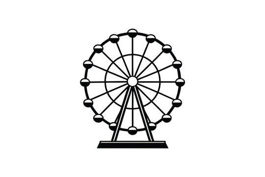 Ferris Wheel Icon in Black and White Silhouette Style a Simple and Clean Design