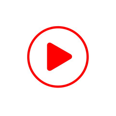 Red play button icon in a circle, simple media player symbol.