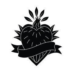 Sacred Heart Embroidered with Healing Herbs