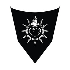 Obraz premium Sacred Heart with Golden Halo on White Silk Banner