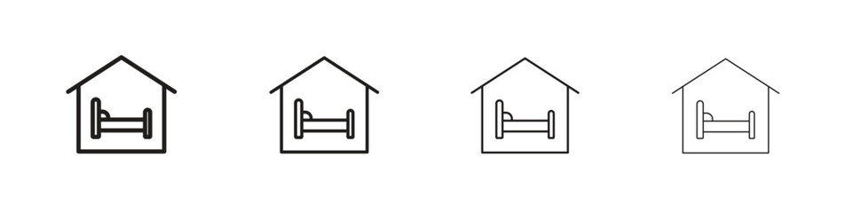 Shelter beds icon vector illustration, line design icon. Editable strokes.