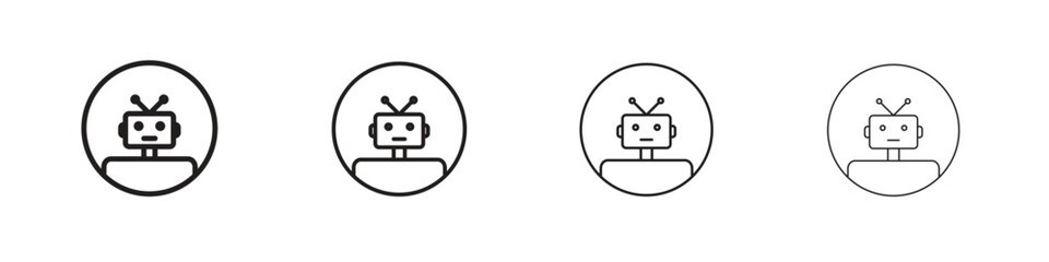 Robot icon vector illustration, line design icon. Editable strokes.