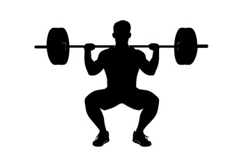 Bodybuilder lifting weights during squats silhouette