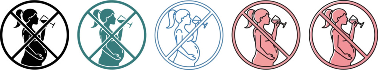 No alcohol during pregnancy warning sign vector image