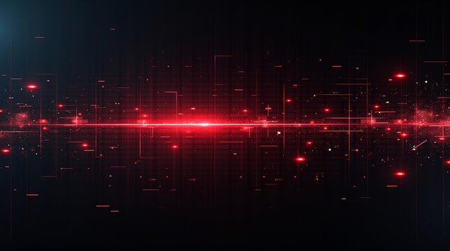 Abstract broken data grid with red alert signals for IT infrastructure visuals
