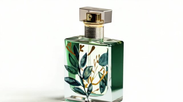A bottle of perfume sits on a table, waiting for use