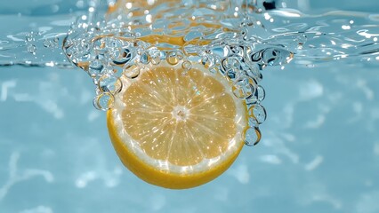 lemon falling into water