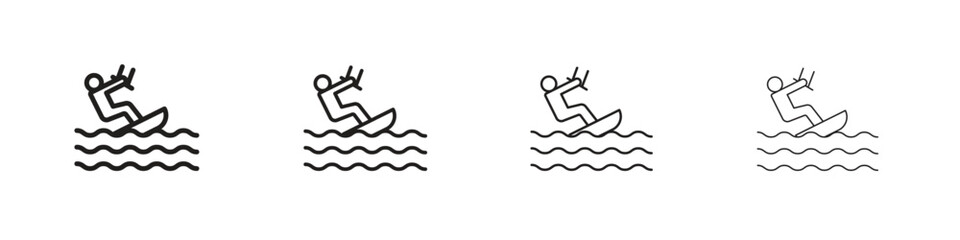 Kitesurf sign icon vector illustration, line design icon. Editable strokes.