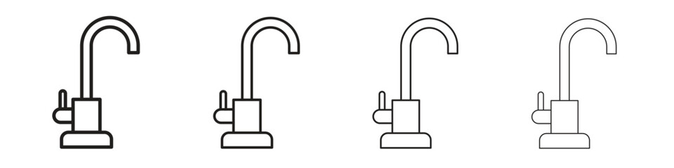 Kitchen tap icon vector illustration, line design icon. Editable strokes.