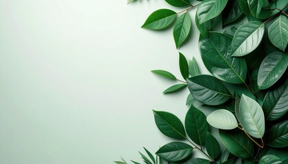 Obraz premium Lush green leaf arrangement natural setting botanical photography calm environment close-up viewpoint nature concept for tranquility and aesthetics