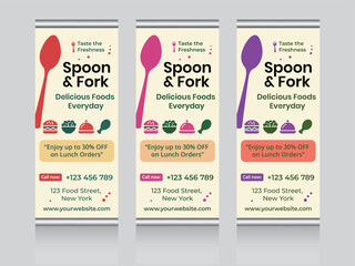 Modern Restaurant Roll-Up Banner Design for Food Promotion and Lunch Offer