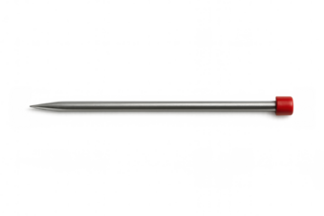 Close-up of a tungsten electrode with a red tip, commonly used in tig welding, isolated on a transparent background