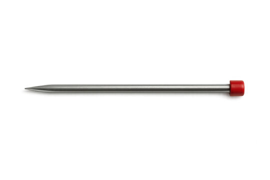 Close-up of a tungsten electrode with a red tip, commonly used in tig welding, isolated on a transparent background