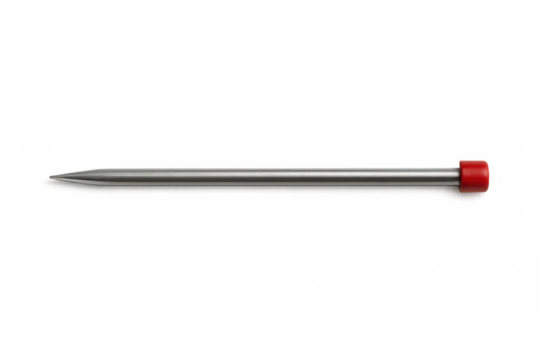 Close-up of a tungsten electrode with a red tip, commonly used in tig welding, isolated on a transparent background - Powered by Adobe