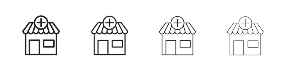 Drugstore icon vector illustration, line design icon. Editable strokes.