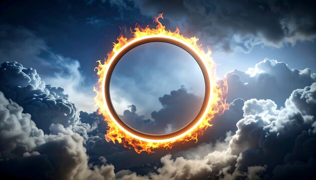 Fiery ring in a cloudy sky (1)