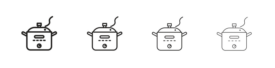Crock pot icon vector illustration, line design icon. Editable strokes.