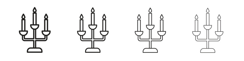 Candelabra icon vector illustration, line design icon. Editable strokes.