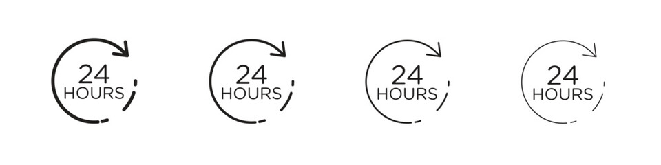 24 hours icon vector illustration, line design icon. Editable strokes.