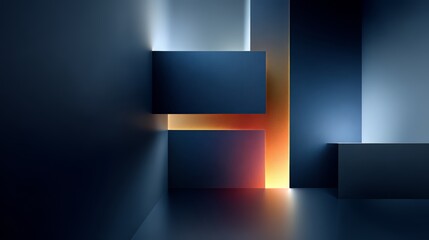 Obraz premium Room with a blue wall and orange light