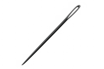 Close-up of a single sewing needle isolated on a transparent background, ready for stitching and tailoring