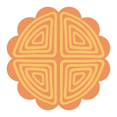 Mooncake, traditional Chinese, Cantonese food, dish isolated on transparent. Flat vector illustration. Mid Autumn Festival design element, holiday clip art, card, banner, poster