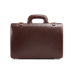 Elegant Brown Leather Briefcase with Brass Hardware, Perfect for Professionals.