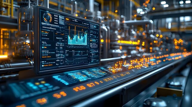 Digital sustainability dashboard in a modern factory - Powered by Adobe