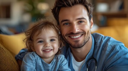 Fototapeta premium A compassionate doctor interacting with a young patient with care and playfulness