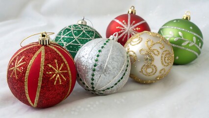 Christmas balls collection for Christmas decoration isolated on white background. Colorful festive ornaments for holiday season. AI GENERATED.