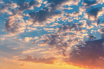 Colorful sky and clouds in twilight time used as background.