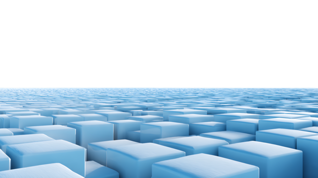Abstract blue cubes pattern with black space isolated on transparent background - Powered by Adobe