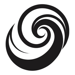Illustrate a spiraling helix shape, using clean black curves, with negative space between each curve