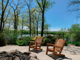 Fototapeta premium Fire pit on the River