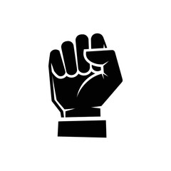 Fototapeta premium A graphic representation of a clenched fist in black and white showing power and solidarity raised up high