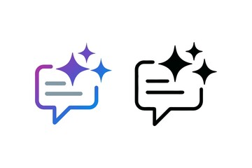 Shiny Chat Bubbles Embodying Effective Communication, Conversation, and Shining Ideas in Both Gradient Color and Black Outlines Styles
