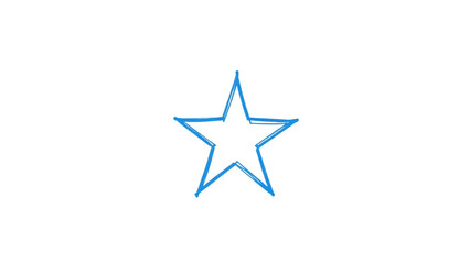 Hand-drawn blue star icon scrapbook doodle planner isolated on white background