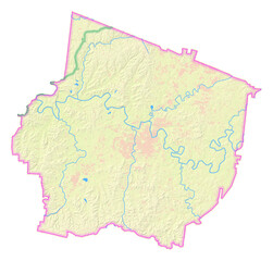 Map of the County Maury (Tennessee, US) showing the isolated County with relief representation. No...