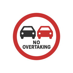 No Overtaking Road Sign Red Circle with Cars Symbol Prohibiting Passing Another Vehicle Traffic Law and Regulations