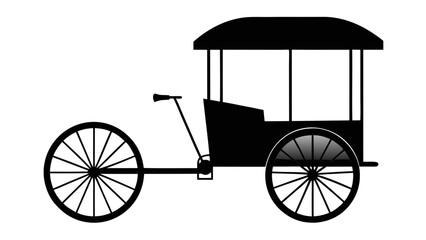 Black Silhouette Asian Rickshaw Cart Classic Design