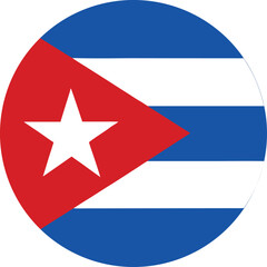 circular cuba national flag icon with blue white stripes and red triangle