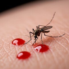 Climate Impact on Mosquito Behavior: Macro Shot Showing Breeding and Disease Spread