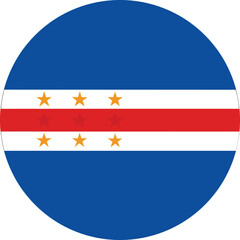 circular cape verde national flag icon with blue red white stripes and stars